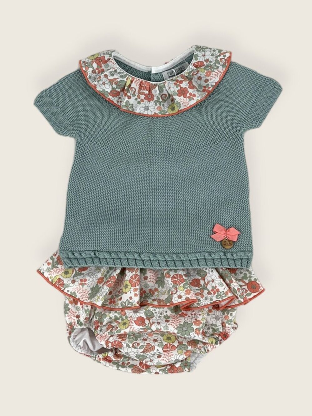 Boutique Clearance Green Flowers Knitted Set (3M - 12M) 50% Off